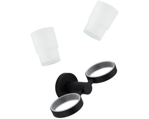 Стакан для зубных щеток Frap F302 F30208 двойной Черный матовый