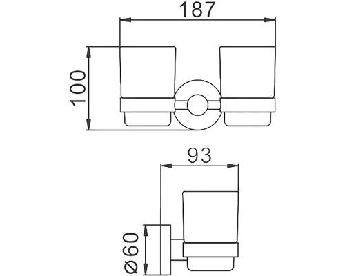 Стакан для зубных щеток Frap F302 F30208 двойной Черный матовый