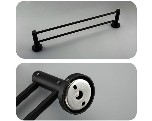 Полотенцедержатель Frap F302 F30209 двойной Черный матовый