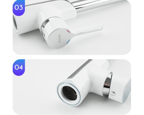 Смеситель для кухни Gappo G03-8 G4003-8 Белый Хром