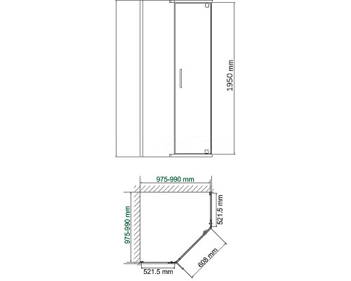 Душевой уголок Ceruttispa 100х100 C2A профиль Черный матовый стекло прозрачное
