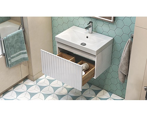 Тумба под раковину Velvex Compo 60 tp.COM.9696.60.1Y подвесная Белая глянцевая