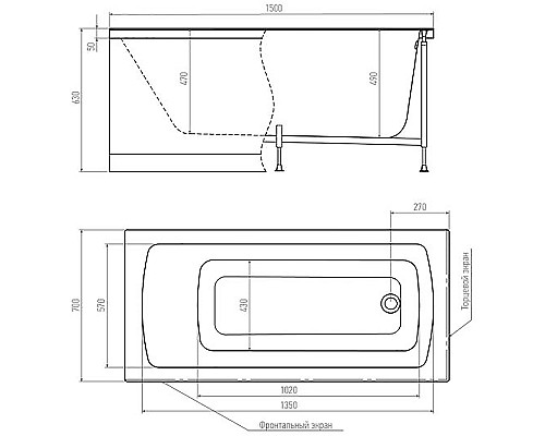 Акриловая ванна Timo Ritta 150x70 RITTA1570 без гидромассажа