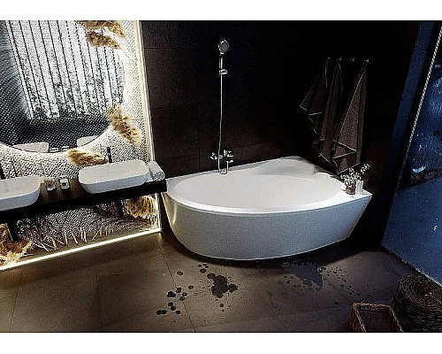 Акриловая ванна Aquatek Фиджи 170х110 R FID170-0000005 без гидромассажа с фронтальной панелью с каркасом (вклеенный) со слив-переливом