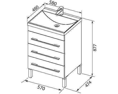 Тумба с раковиной Aquanet Верона 58 287668 Белая