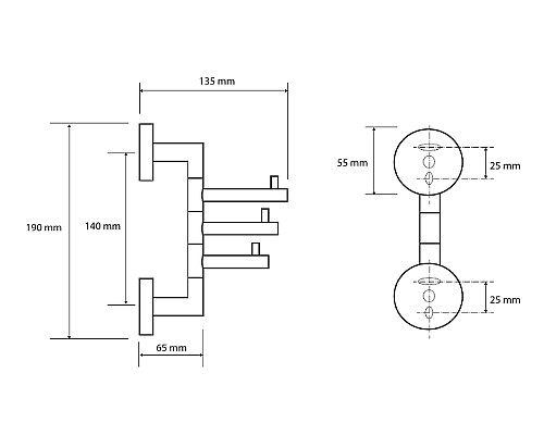 Тройной крючок Bemeta Dark 104206070 поворотный Черный матовый