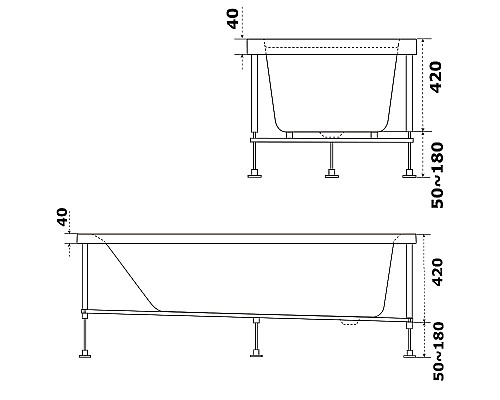 Акриловая ванна Bas Аякс 170x70 В 00130 без гидромассажа