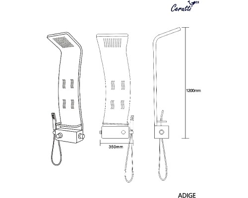 Душевая панель Ceruttispa Adige W CT8979 с гидромассажем Белая глянцевая