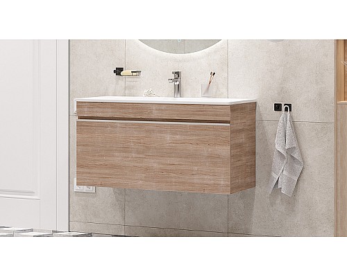 Тумба под раковину Velvex Pulsus 100 tp.PUL.PUL.100.1Y подвесная Дуб сонома