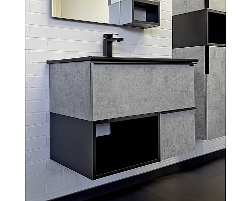 Тумба с раковиной Comforty Франкфурт 75 00-00011082 подвесная Бетон светлый