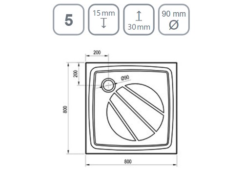 Душевой поддон из искусственного камня Ravak Perseus Pro 80х80 XA034401010BM Черный матовый