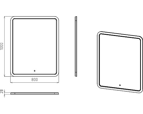 Зеркало STWORKI Монтре 80 Мон.02.80/W с подсветкой с сенсорным выключателем