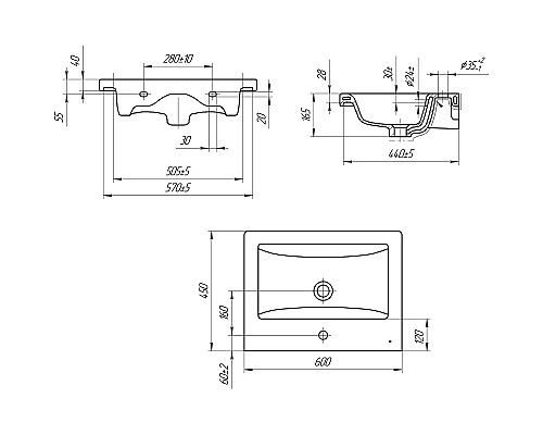 Комплект мебели для ванной STWORKI Копенгаген 60 467206 подвесной Белый