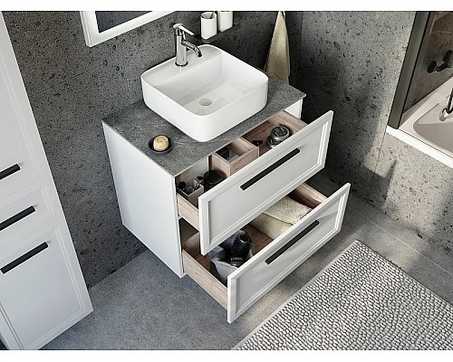 Комплект мебели для ванной STWORKI Эстерсунд 75 460012 подвесной Белый матовый Роверелла