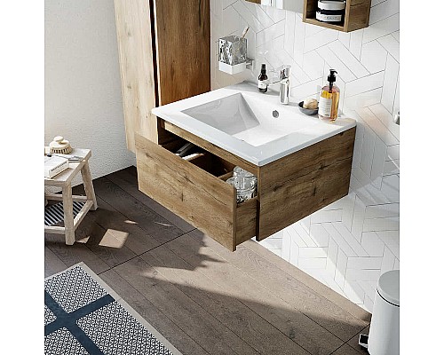 Тумба с раковиной STWORKI Карлстад 60 418855 подвесная Дуб рустикальный