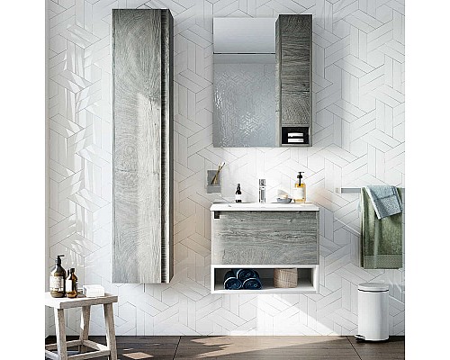 Комплект мебели для ванной STWORKI Карлстад 60 440535 подвесной Дуб рошелье Белый