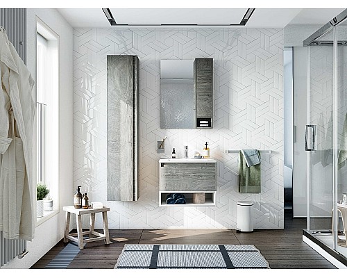 Комплект мебели для ванной STWORKI Карлстад 60 440535 подвесной Дуб рошелье Белый