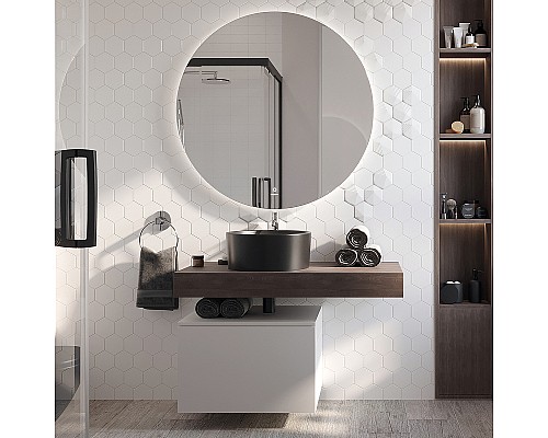 Комплект мебели для ванной STWORKI Ольборг 100 481986 подвесная Белая матовая Дуб карпентер