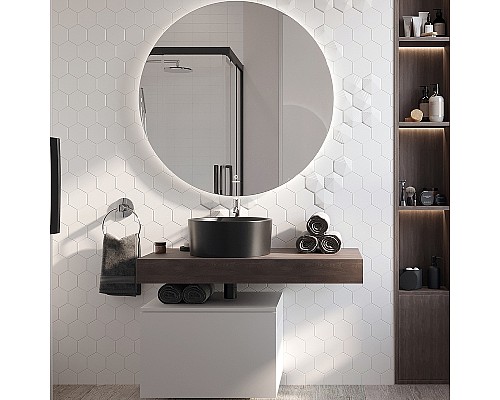 Комплект мебели для ванной STWORKI Ольборг 100 481986 подвесная Белая матовая Дуб карпентер