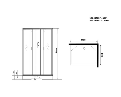 Душевая кабина Niagara Classic 110х80 NG-43185-14QBKG с гидромассажем