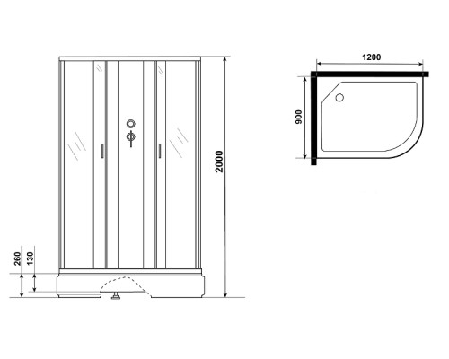 Душевая кабина Niagara Classic 120х90 L NG-33294-14LBKG с гидромассажем