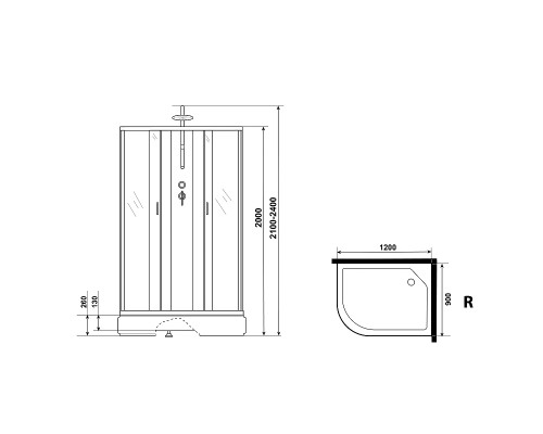 Душевая кабина Niagara Classic 120х90 R NG-33294-14RBKT без гидромассажа
