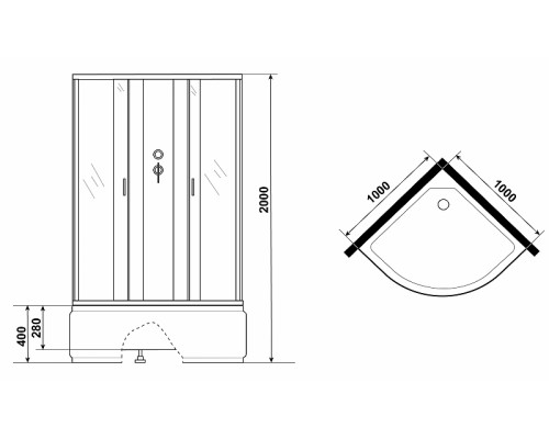 Душевая кабина Niagara Classic 100х100 NG-6709-14BKG с гидромассажем