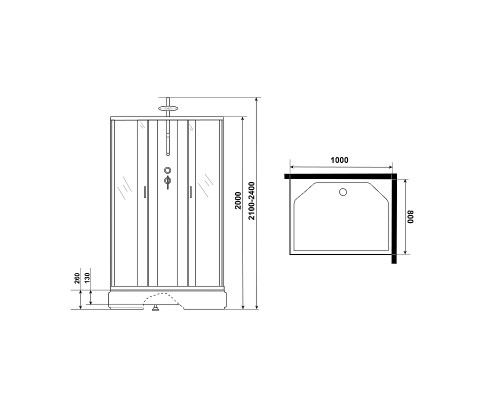 Душевая кабина Niagara Classic 90х80 NG-33984-14QBKTG с гидромассажем