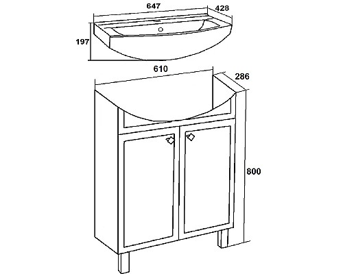 Тумба под раковину Runo Римини 65 00-00001273 Мята