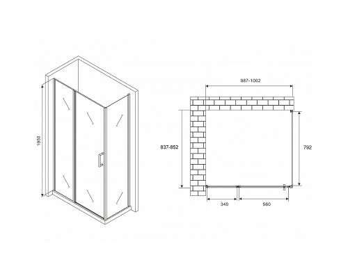 Душевой уголок Abber Sonnenstrand 100x85 профиль Хром стекло прозрачное