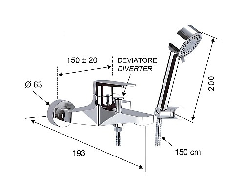 Смеситель для ванны Remer Dream D02 Хром