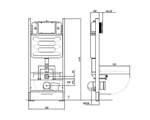 Инсталляция Aquatek ECO Standart 50 INS-0000014 для унитаза без клавиши смыва
