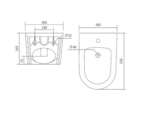Биде Aquatek Оберон/Бетта AQ0516-00 подвесное Белое
