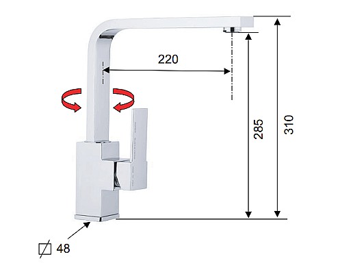 Смеситель для кухни Remer Qubica Q42U Хром