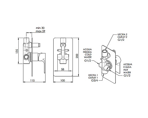 Смеситель для душа Remer Energy EY09L Хром