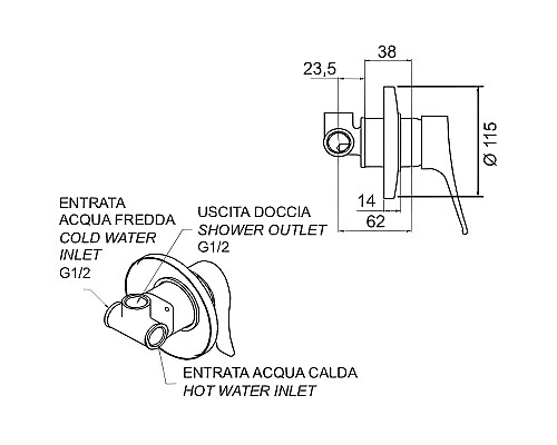 Смеситель для душа Remer Project P30 Хром