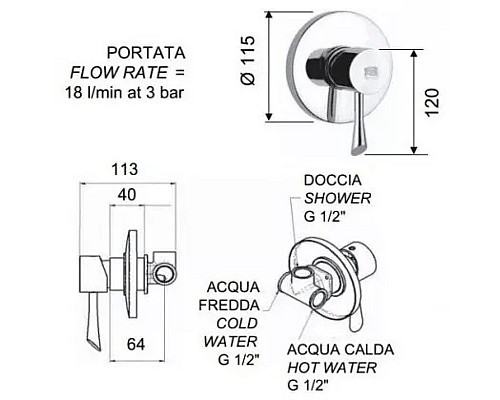Смеситель для душа Remer Jazz J30 Хром