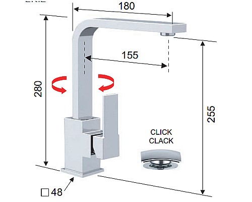 Смеситель для раковины Remer Qubica Q10G Хром