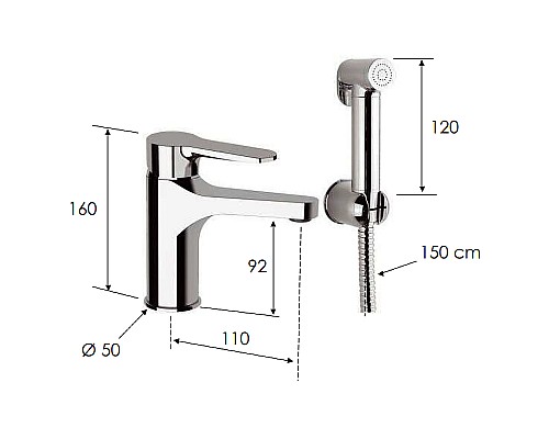 Смеситель для раковины Remer Winner W10SHW с гигиеническим душем Хром