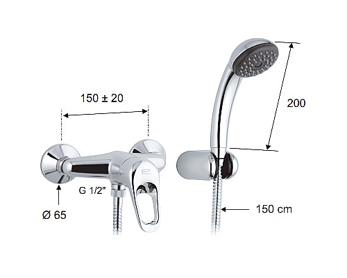 Смеситель для душа Remer Kiss K38 Хром