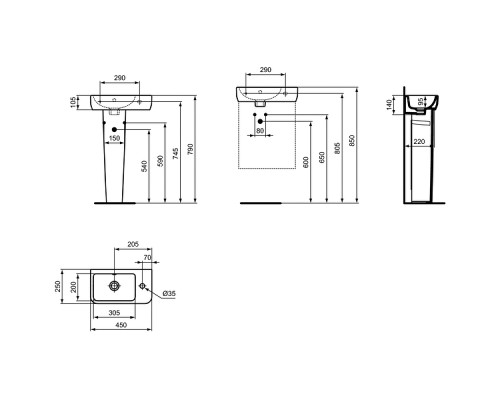 Раковина Ideal Standard I.Life S 45 R Евробелая