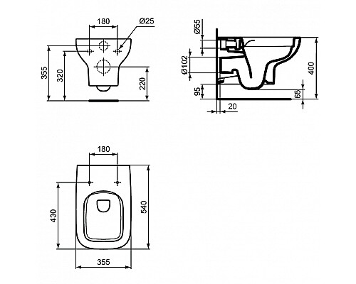 Комплект унитаза с инсталляцией Ideal Standard I.Life A I001701 с сиденьем Микролифт