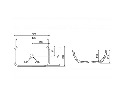 Раковина-чаша Abber Rechteck 46 AC2200MBG Темно-зеленая матовая