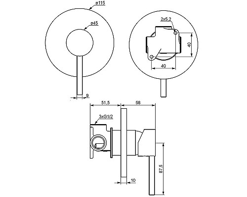 Смеситель для душа Damixa Scandinavian Pure 367500300 Черный матовый