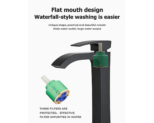 Смеситель для раковины Gappo G07-6 G1007-86 Черный матовый