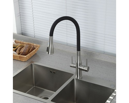 Смеситель для кухни Gappo G4399-65 Сатин Черный