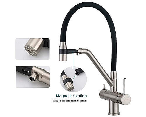 Смеситель для кухни Gappo G4398-85 Сатин Черный