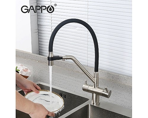 Смеситель для кухни Gappo G4398-85 Сатин Черный