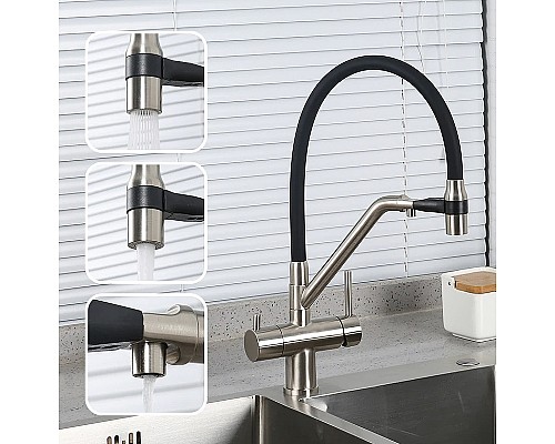 Смеситель для кухни Gappo G4398-85 Сатин Черный