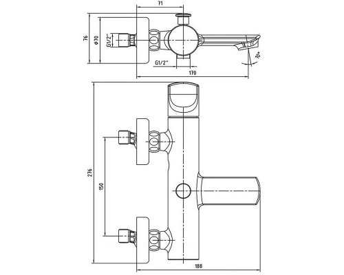 Смеситель для ванны E.C.A. Myra 102102470HEX Хром